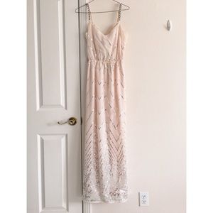 Beautiful formal blush maxi dress with sequins